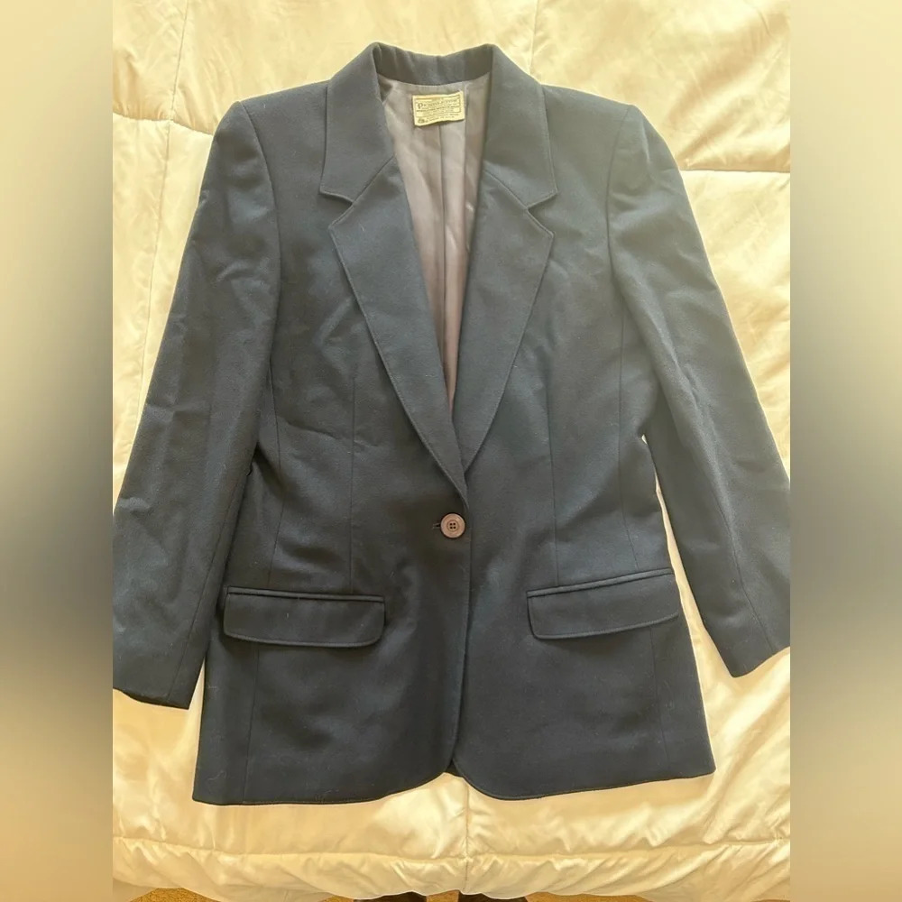 Vintage Miss Pendleton Single Breasted Navy Wool Blazer 8